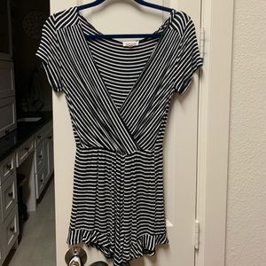 Black and white striped romper